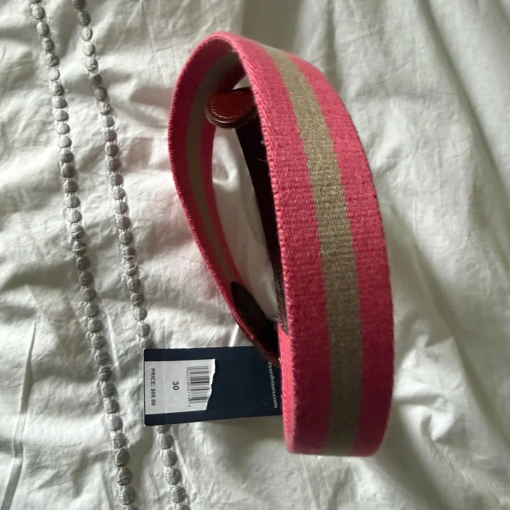Vineyard Vines Pink and Beige Striped Belt size 30